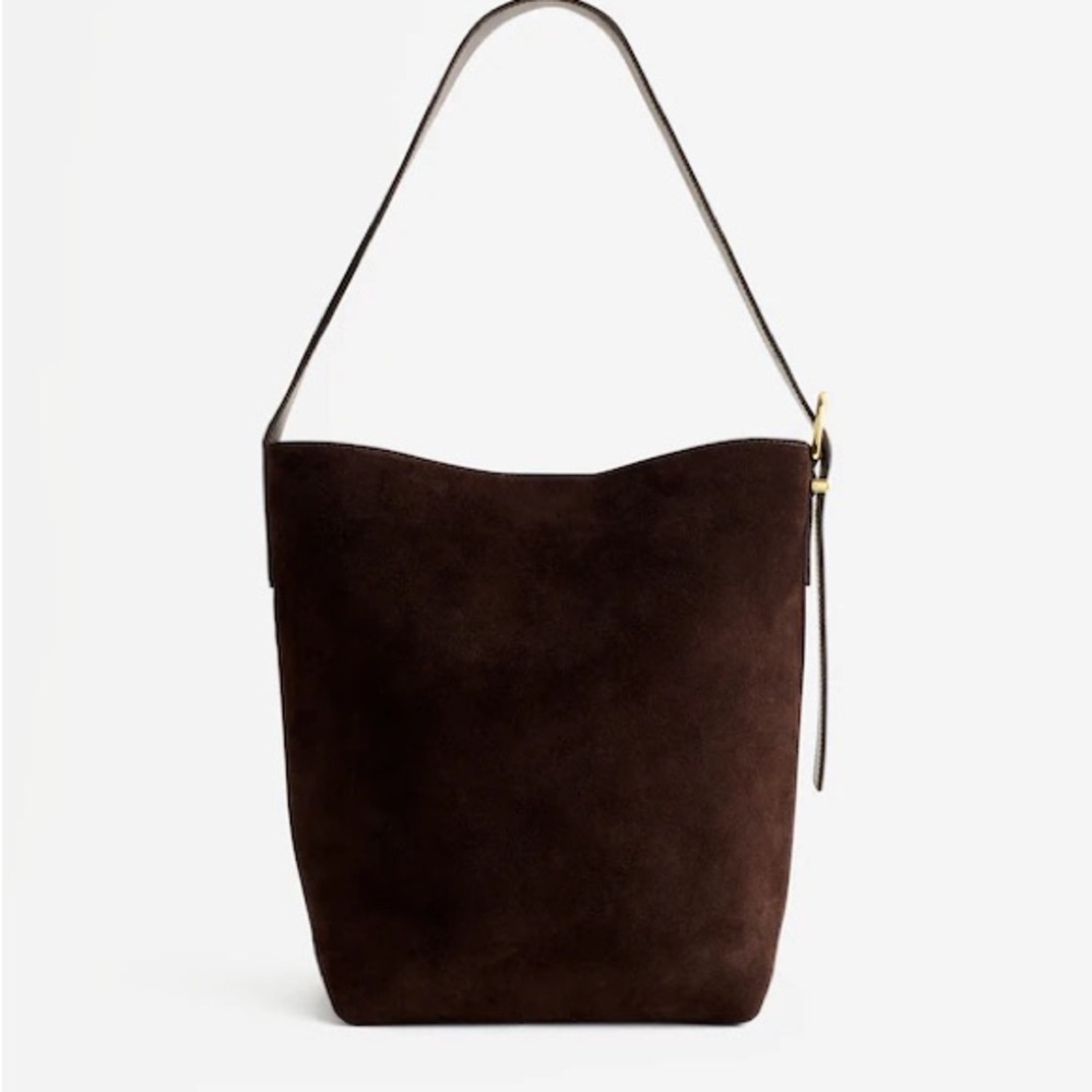 Madewell Dark Brown Suede Essential Bucket Tote